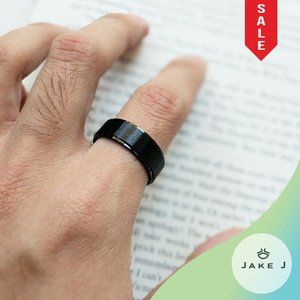 🍑Lux Tungsten Casual Men's black ring Size 10.5